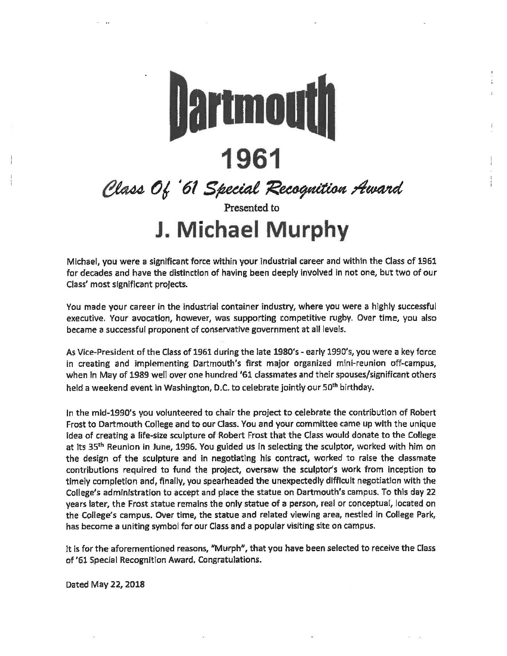 Murphy Special Recognition